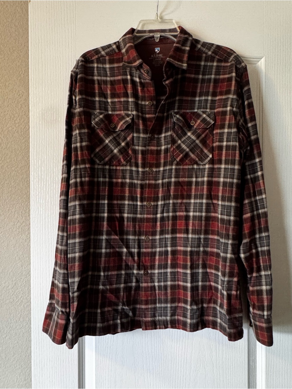 Kuhl Men's Red and Black Plaid Button-Down Shirt